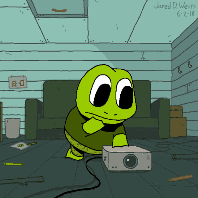 a cartoon drawing of a turtle with the date 6-2-18 on the bottom