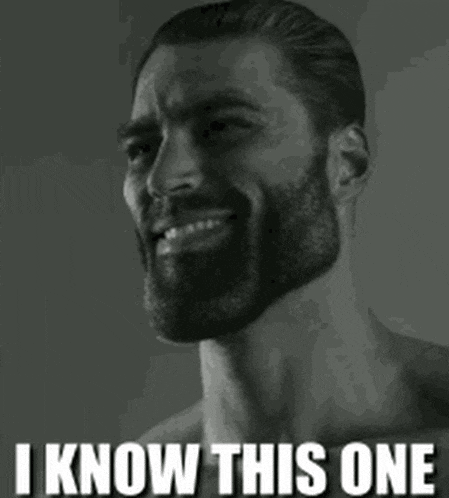 a man with a beard is smiling in a black and white photo with the words `` i know this one '' .