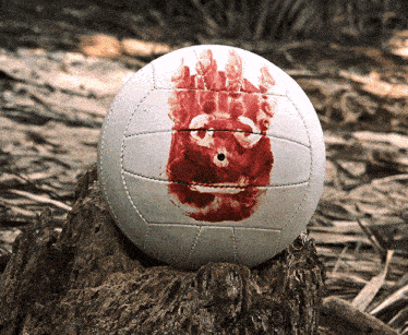 a volleyball with a hand print on it